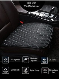 Resim Land Rover Defender Ön Ve Arka Takım Koltuk Minderi Siyah Deri Beyaz Dikişli 