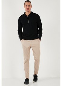 Resim Buratti Pamuklu Regular Fit Yarım Fermuarlı Polo Yaka Erkek Sweat 5905805 Siyah 