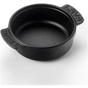 Resim Lava Döküm Yuvarlak Güveç Kabı Döküm Demir Yekpare Çift Kulplu Çap(Ø)14cm. Siyah 