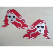 Resim DNZSM Uzun Saçlı Kız Sticker Fosforlu (2li Takım) 19x15cm Gözlüklü Kız Etiketi - Çıkartması 