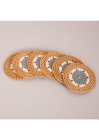 Resim Labirent 6'lı Doğal Rattan Ve El Yapımı Seramikli Bardak Altlığı Diğer 