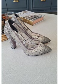 Resim 135 55335 Topukla Kadın Kalın Topuklu Tül Taşlı Abiye Ayakkabı 001 