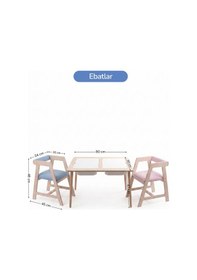 Resim Montessori Çocuk Ahşap Oyun Etkinlik Çalışma Masası, 2 Sandalye Seti Ahşap 