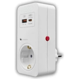 Resim F3338 Akım ve Şok Korumalı Tekli Priz - USB & Type-C Şarj Girişli 
