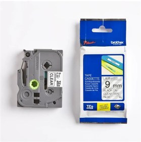 Resim Brother TZE-121 9 mm Şeffaf Üzeri Siyah Laminasyonlu Etiket 