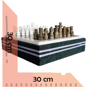 Resim El Yapımı Doğal Taş Satranç Takımı - Şık ve Benzersiz Tasarım - fosil&beyaz 