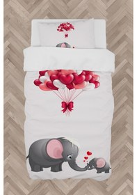 Resim Mekta Home Bebek Ve Çocuk Odası Fil Ve Kalp Desenli Nevresim Takımı 