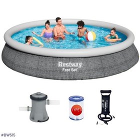 Resim Büyük Şişme Havuz Seti 457 x 84 CM Bw 515 Çok Renkli 