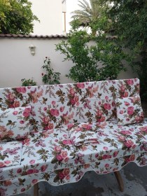 Resim Mandaş Süngerli 3 Kişilik Salıncak Minder Seti-ingilizgülü Pembe 