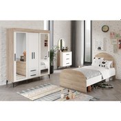 Resim Afilliıldır Çocuk Odası Takımı 3 Parça Tamamı Mdf Flora Beyaz Ayn 