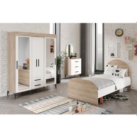 Resim Afilliıldır Çocuk Odası Takımı 3 Parça Tamamı Mdf Flora Beyaz Ayn 