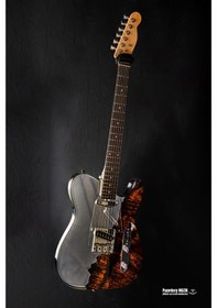 Resim Elektro Gitar Custom Epoksi & Yıllanmış Ağaç Kişiye Özel Beyaz - Siyah 