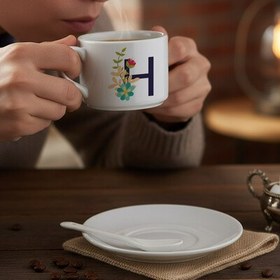 Resim İsim Baş Harfine Özel Kaşıklı Lüks Nescafe Fincanı 