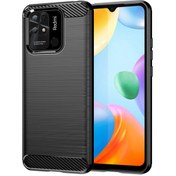 Resim Microcase Xiaomi Redmi 10c Brushed Carbon Fiber Silikon Kılıf - Siyah 