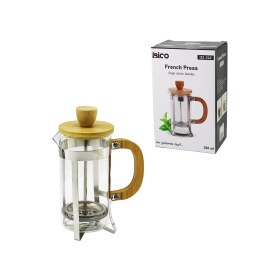 Resim MERİVİA French Press Metal Kafes - Bambu Sap Bambu Kapak 350ML Cam Bitki Süzgeçi (5405) 