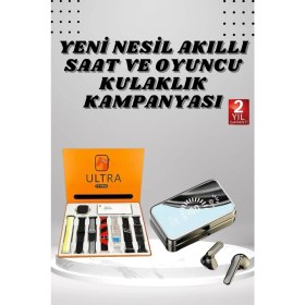 Resim İlk El Grup Aynalı Bluetooth Kulaklık ve 7 Kordonlu Akıllı Saat Dijital Göstergeli Uzun Pil Ömrü 