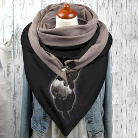 Resim Chaoduo Shop No.23 Tarzı Evrensel Sonbahar Kış Sıcak Rüzgar Geçirmez Kedi Baskılar Çift Katmanlı Toka Eşarp Yeni Tasarımcı Kadın Modası Bufanda (Yurt Dışından) 
