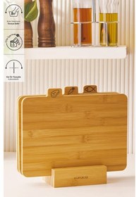 Resim Karaca Triple 4 Parça Ayaklı Bambu Kesme Tahtası Seti 