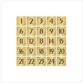 Resim Metal Kapı Masa Dolap Numarası Levha 3,5x3,5cm Altın Renk 25 Adet 1 25 