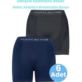 Resim Uniquetrenders Erkek Dikişsiz/seamless Nefes Alabilen Boxer 6 Adet Füme - Lacivert 