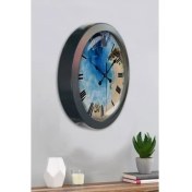 Resim Bahat Salon Ofis Duvar Saati Gri Metal Çerçeve 36 cm 