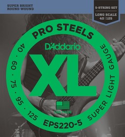 Resim D'Addario EPS220-5 XL ProSteels 5 Telli Bas Gitar Teli - Super Light (40-125) 