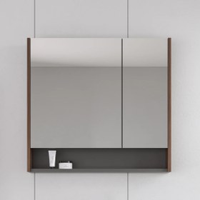 Resim Alberi Navaro Aynalı 80 cm Banyo Dolabı Üst Modül Ceviz 