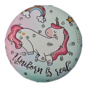 Resim El Aynası - "Unicorn's real" Yazılı Katlanır Yuvarlak Makyaj Aynası - Cep, Çanta Aynası - Desen 2 