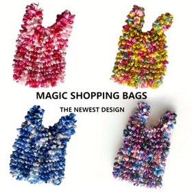 Resim En Son Sihirli Alışveriş Çantası, Geri Çekilebilir Katlanabilir El Çantası, Büyük Kapasiteli Alışveriş Çantası, Makine Yıkanabilir, Hızlı Kuruyan, Seyahat, Alışveriş ve Günlük İşler İçin Uygun, Tekrar Kullanılabilir Market Çantası 