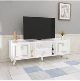 Resim Tv Sehpası Raks Beyaz Gold 150 Cm 