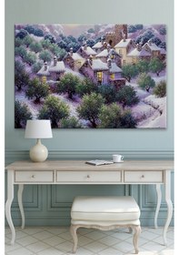 Resim Kış Kar Köy ve Yaşam Hikaye Yaşam Kanvas Tablo 30 x 20 