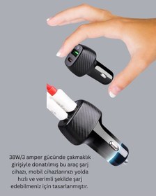 Resim Nrzsnt Kompakt Tasarımlı Type-c + Usb Girişli Araç Şarj Başlığı 