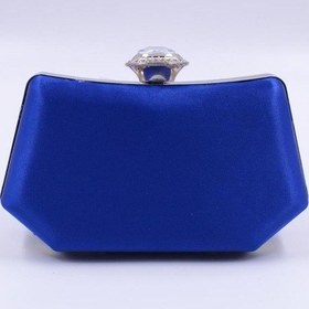 Resim Rebeca Elips Toka Detaylı Saten Kumaş Mini Portföy Kadın Çanta Lacivert 