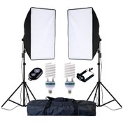Resim 50 x 70 CM 2'li Sürekli Işık Seti Softbox + 2 x 2 M Işık Ayağı + 2 x 85 W Bluetooth Kumandalı 