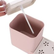 Resim Xinhang 800 ml Yeni Sabun Pompası Dağıtıcı Sünger Tutucu ile Temizleme Sıvı Dispenser Konteyner Basın Sabun Organizatör Mutfak Temizleyici Araçları Raflar ve sahipler Pembe (Yurt Dışından) 
