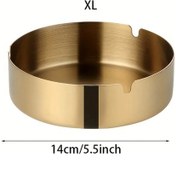 Resim Elmpaly Xl Dayanıklı Altın Renk Paslanmaz Çelik Kül Tablası - Modern Yuvarlak Ev Bar Kafe 