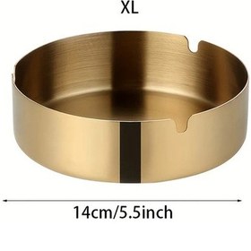 Resim Elmpaly Xl Dayanıklı Altın Renk Paslanmaz Çelik Kül Tablası - Modern Yuvarlak Ev Bar Kafe 