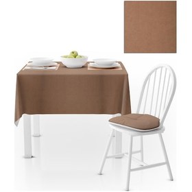 Resim Sütlü Kahve Vizon Düz Renk Petek Dokuma Masa Örtüsü 140x260 