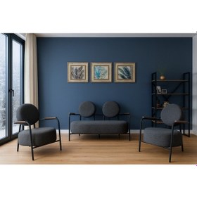 Resim Venüs Modern Koltuk Takımı Buklet Kumaş Ofis Ve Ev Kullanımı Kırçıllı Siyah Kırçıllı Siyah 