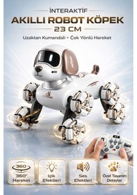 Resim 2.4 Ghz Uzaktan Kumandalı Sarjlı Dans Eden 8 Tekerli Akıllı Robotik Köpek Sesli Işıklı 23 Cm Kahverengi 