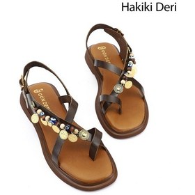 Resim Gönderi(R) Gönderi R Kadın Kahverengi Boncuklu Parmak Arası Hakiki Deri Sandalet Dyza55945114 