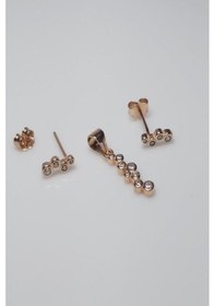 Resim 925 Ayar Rose Zincirsiz Su Yolu Ikili Gümüş Set 