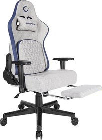 Resim Rampage MC-8663B Typhoon Oyuncu Koltuğu Gri Mavi, Terletmez Kumaş, Yatabilen Sırt, Yükseklik Ayarlı Kol Desteği, Ergonomik Gaming Chair, 120-139 kg Taşıma Kapasitesi, 2 Yıl Garanti Dayanıklı 