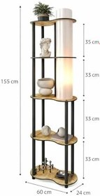 Resim Messer Yeni Speranza Raflı Lambader Safir Meşe – Dekoratif Raflı Ayaklı Lambader, E27 Duy, LED Uyumlu, Aletsiz Kurulum 
