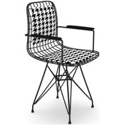 Resim Knsz kafes tel sandalyesi 1 li mazlum syhkono kolçaklı sırt minderli ofis cafe bahçe mutfak 