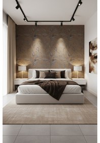 Resim İthal 16m2 Duvar Kağıdı 3boyutlu Yeniii Çiçek Desen Simli Silinebilir Bej 