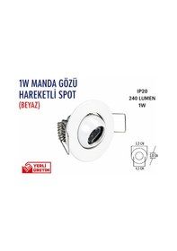Resim Lampist 1w Hareketli Manda Gözü Beyaz Spot Amber 