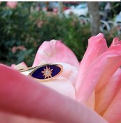 Resim Ala Safir Mineli Kutup Yıldızlı Oval Mühür Minimal Tasarım Esteti 552950069 