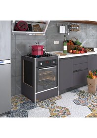 Resim Kenzlife ankastre modülü kabini mangan3 gri fırın ocak dolabı 