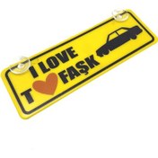 Resim I Love Tofaşk Yazılı Sarı Dekor Plaka Vantuzlu Cam Süsü 